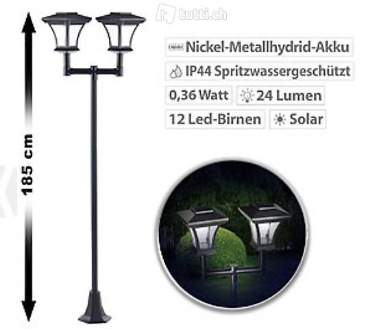 2-flammige Solar-LED-Gartenlaterne, SWL-25, 0,36 W, 24 lm, 1