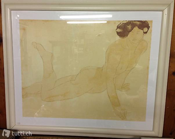 Neuer Siebdruck, A. Rodin, femme nue allongée sur le ventre