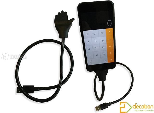 Cable flexible "Stand Up" USB tenant le téléphone en l'air