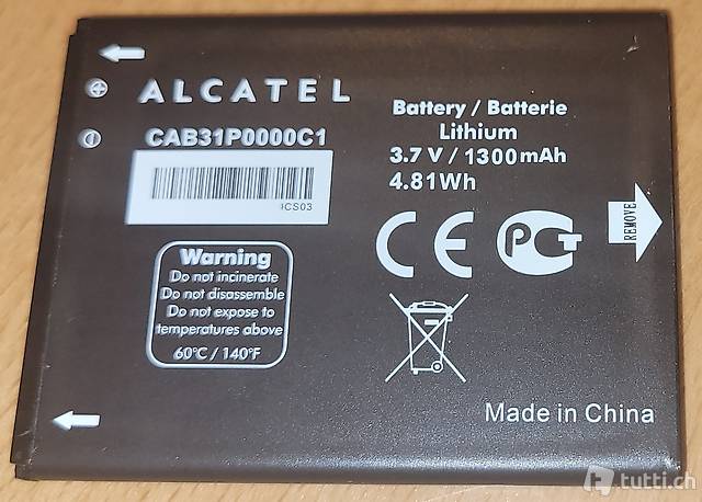 Alcatel Li-Ion Akku CAB31P0000C1 65x50x4 mm
