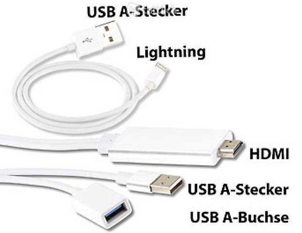 Lightning-auf-HDMI-Adapter für iPhone & iPad, USB-Strom, 108