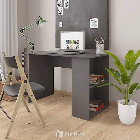 Schreibtisch Hochglanz-Grau 110×60×73 cm Spanplatte
