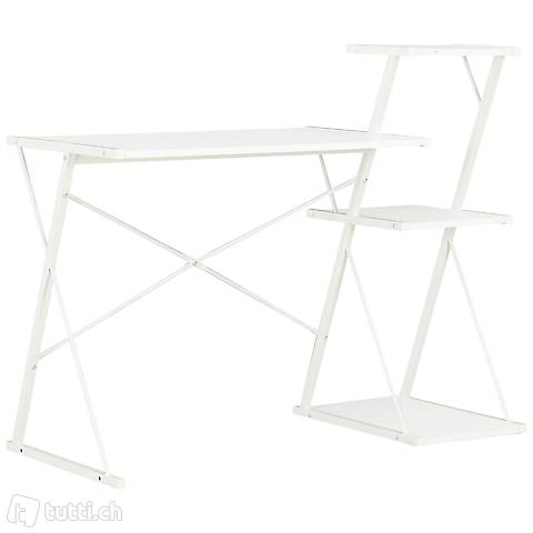 Schreibtisch mit Regal Weiss 116×50×93 cm