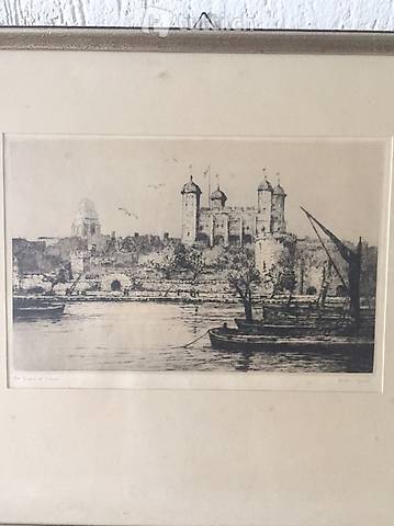 Tower of London, orig. Radierung , signiert 