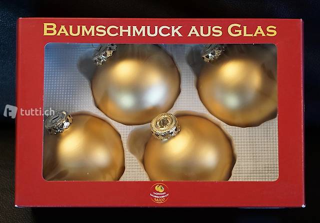 Weihnachtskugeln Glas, Gold satin, 10cm, Gold0003