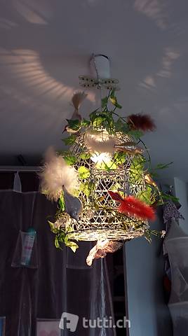 Wunderschöne Vogelkäfig Lampe mit Deko