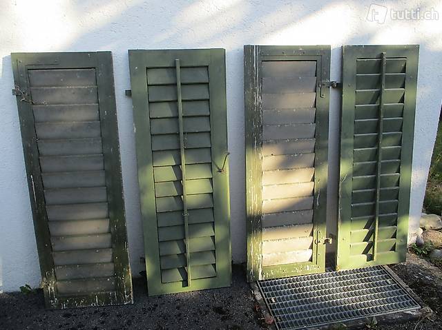 4x Fensterladen Holz-Laden 51x144cm Alpine Chic Deko Vintage
