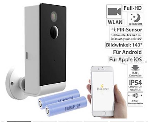 Full-HD-IP-Überwachungskamera mit WLAN & App, 2 Akkus, IP54