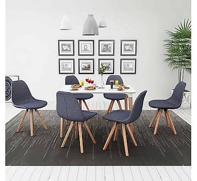 7-teilige Essgruppe Tisch Stühle Weiss und Dunkelgrau in Zug kaufen