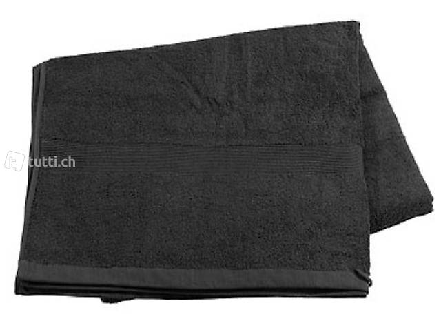 Saunatuch aus Baumwoll-Frottee 220 x 90 cm, schwarz