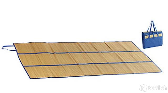 Faltbare Bast-Strandmatte mit Tragegriffen, 180 x 90 cm
