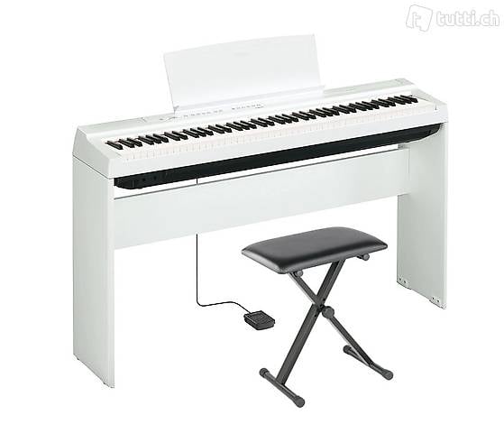 Miete ein weisses Yamaha P-125 E-Piano Klavier zum Üben