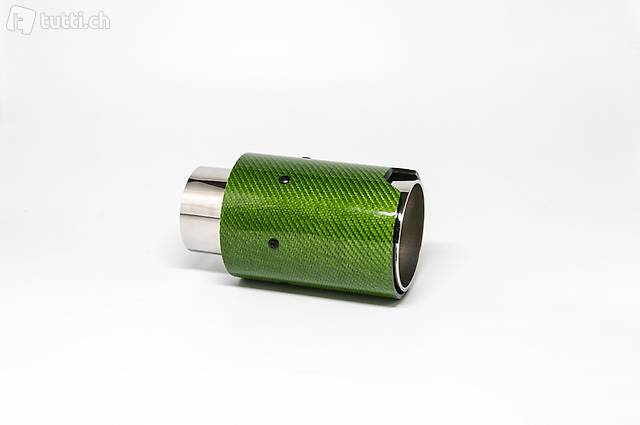 Endrohr 90mm rund Carbon grün glänzend (Aufpreis)