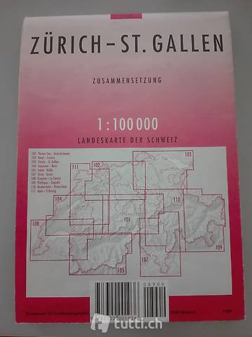 Landeskarte Zürich - St. Gallen (Massstab 1:100'000)
