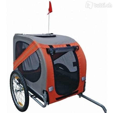 Hundeanhänger Fahrrad orange-grau