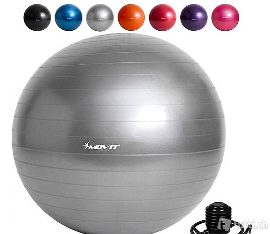 MOVIT® Gymnastikball mit Fusspumpe, 65 cm, silber