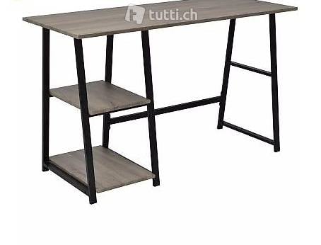 Schreibtisch mit 2 Regalen Grau und Eiche