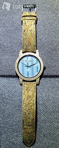 Bambuu Edelweiss Holz Uhr mit Korkband