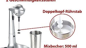 Elektrischer Drink-Mixer mit Edelstahl-Becher, 65 Watt