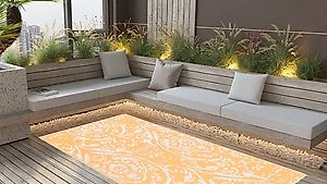 Outdoor-Teppich Orange und Weiss 80x150 cm PP