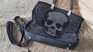 Glitzer Totenkopf Skulls Shopper Handtasche "NEU"