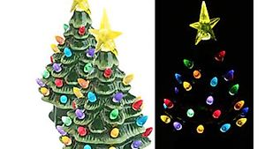 2 Deko-Weihnachtsbäume aus Keramik mit LED-Beleuchtung, Time