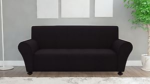 131081 Stretch Couch Slipcover Black Polyester Jersey