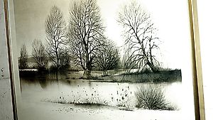 Winterfluss Kunstdruck mit Unterschrift: M. Svanteg