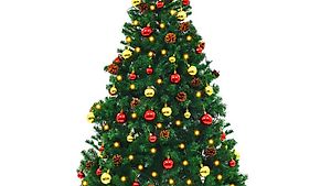 Künstlicher Weihnachtsbaum mit Kugeln und LEDs 210 cm Grün