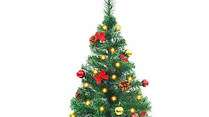 Künstlicher Weihnachtsbaum mit Kugeln und LEDs 64 cm Grün