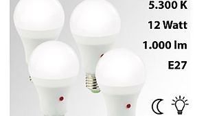4er-Set LED-Lampen E27, Dämmerungssensor, 12W, 1000lm, tages