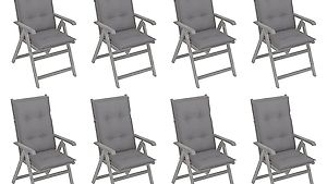 Verstellbare Gartenstühle mit Auflagen 8 Stk. Grau Akazi 157