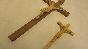 2x Holz-Kruzifix INRI Jesus Alpine Chic Deko Kreuz croix