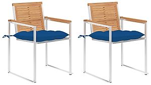 Gartenstühle mit Kissen 2 Stk. Massivholz Teak und Stahl 540