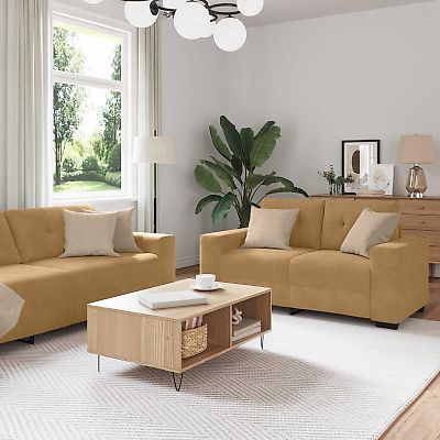 [Neu] Sofa 2 pcs Braun 221 x 80 x 80 cm Samt