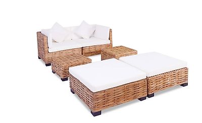 Sofagarnitur 16-tlg. Natürliches Rattan