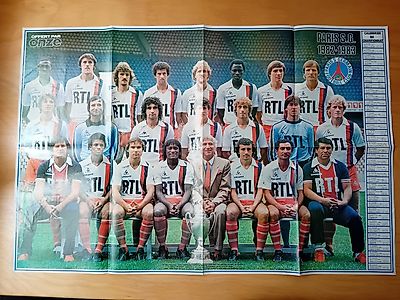 GRAND POSTER )) équipe PSG & ASSE ST ETIENNE 1982/83 calendrier