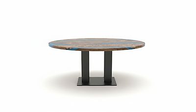 Massiver runder Esstisch aus Epoxidharz 150x150x75 cm